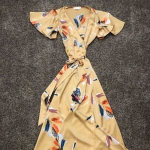 Gold Wrap Maxi Dress